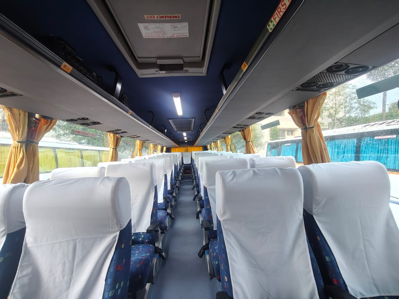 Premium Volvo Bus Interior with Luxury Reclining Seats